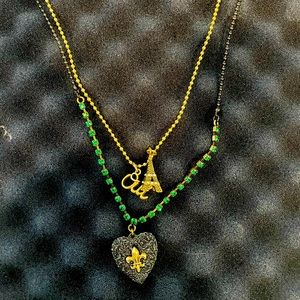 Gold Parian double chain Betsey Johnson necklace